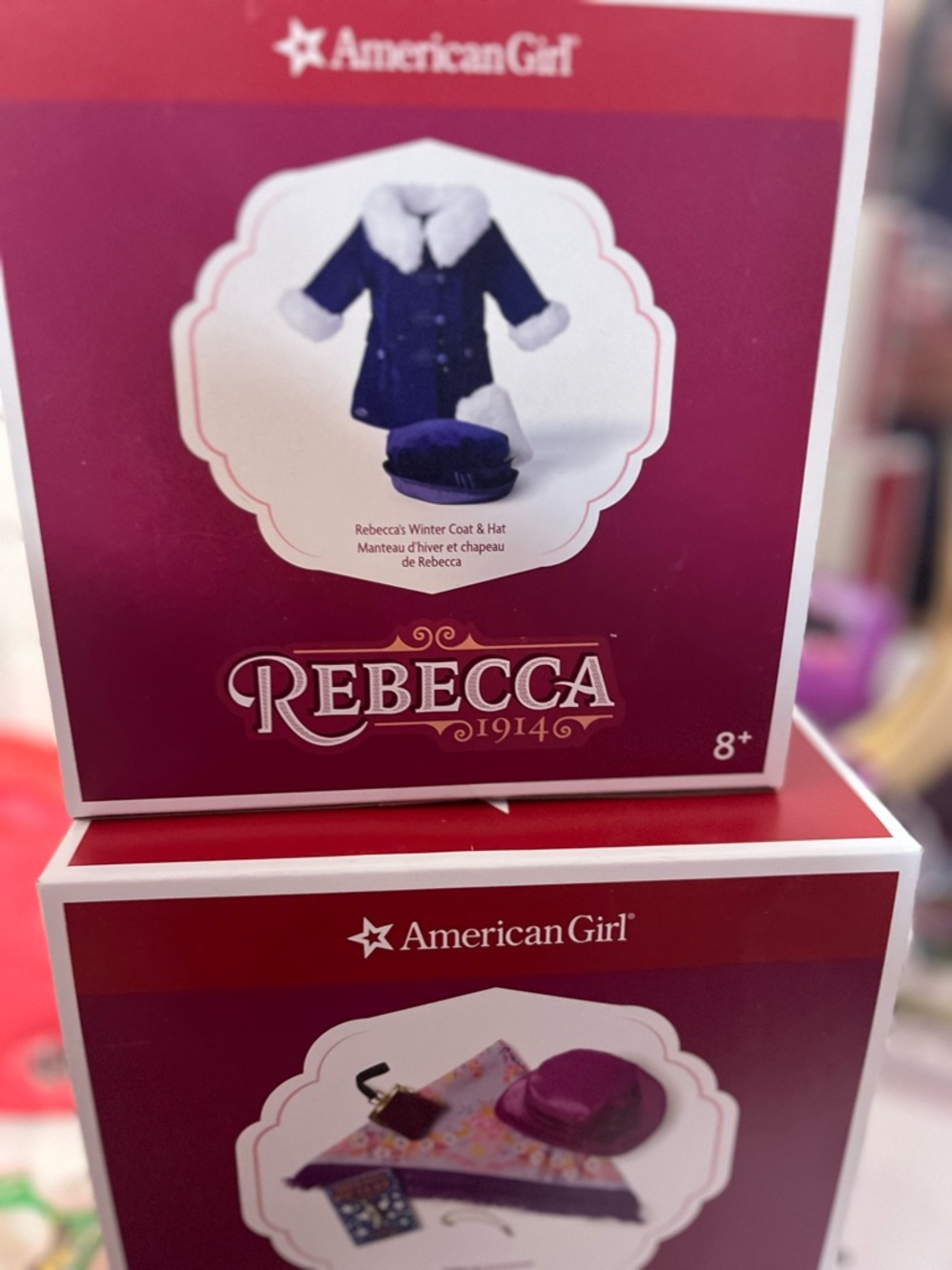 American Girl Rebecca Outfit Boxes - Pink & Burgundy Packaging - Picture 3 of 4